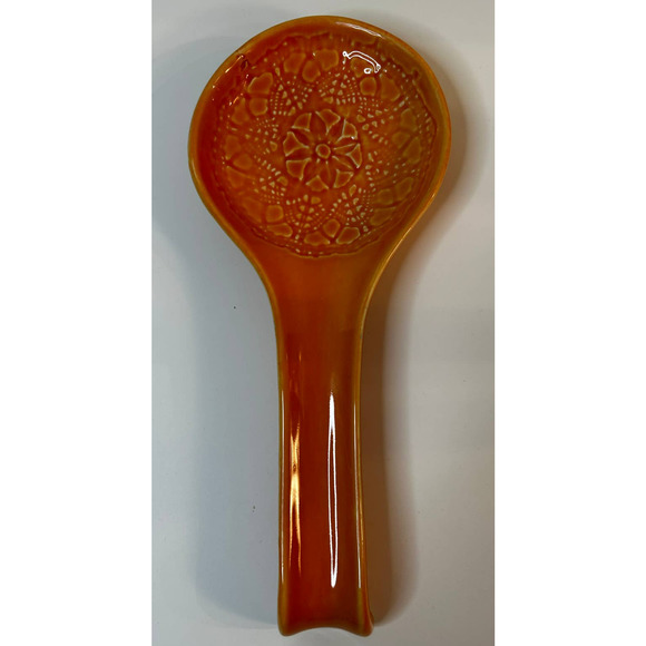 Maioliche Jessica Orange Color Ceramic 11" Spoon Rest Made In Italy - Picture 2 of 6